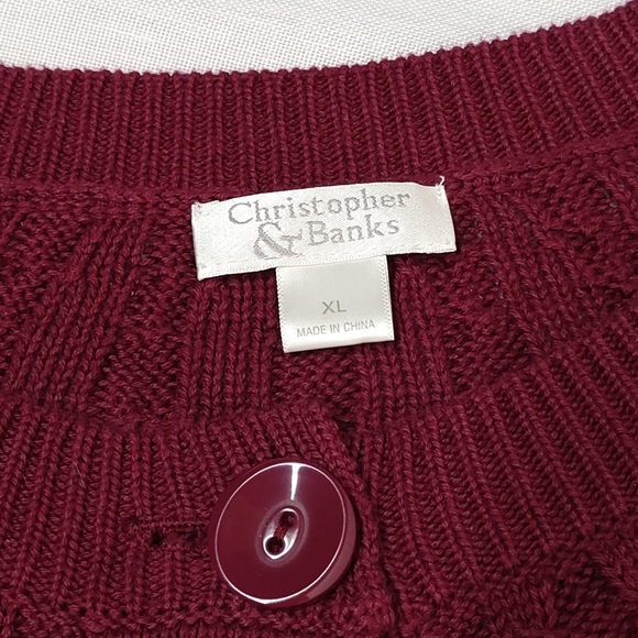 Christopher & Banks Women's Burgundy 3/4 Sleeve Sweater Size XL - Picture 8 of 9
